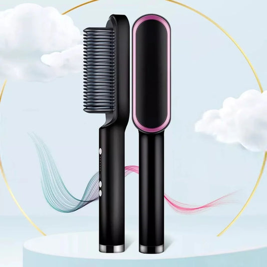 3-in-1 Electric Hairbrush with Heating Comb for Straightener, dual voltage 120/220V