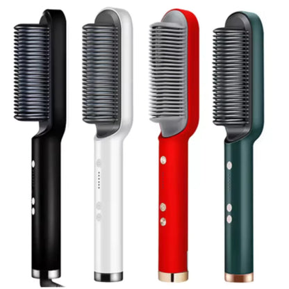 3-in-1 Electric Hairbrush with Heating Comb for Straightener, dual voltage 120/220V