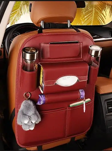 2024 New Car Seat back Storage Organizer Bag Universal PU Leather Multifunction Storage Box Stowing Tidying Pocket Auto Styling