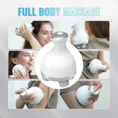 Electric Smart Head Massager Body Massage Neck Deep Tissue Kneading TYPE-C Wireless Waterproof Mini Scalp Massager  Stress Relax