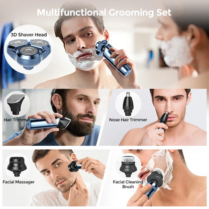 SEJOY Electric Shaver for Men,Hair Trimmer,Nose Hair Scissors,Facial Cleanser, Facial Massager Rechargeable Shaving Machine
