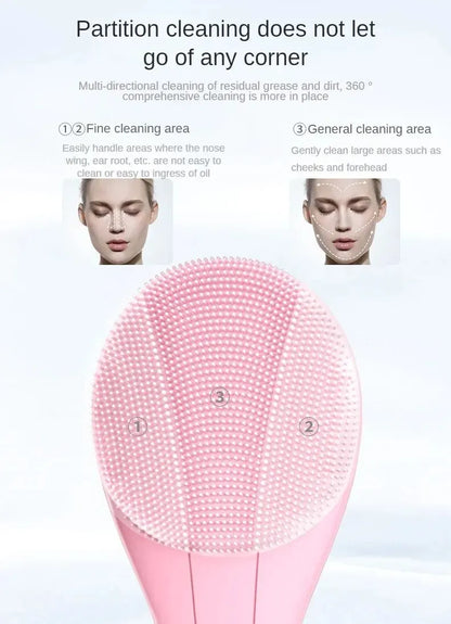 Electric Facial Cleansing Brush Deep Pore Cleaning Sonic Vibration Waterproof Acne Blackhead Remover Pore Cleaner Silicone