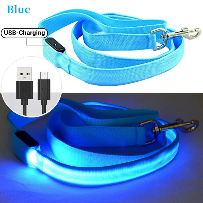 Led Pet Dog Leash Rope With Light Luminous  Lead Leash USB Charging for Dog Safety Flashing Glowing Collar Harness Accessories