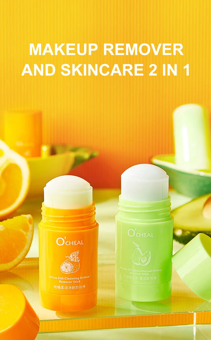 Ocheal Avocado Cleansing Makeup Remover Gel Stick Facial Eye Lip Orange Deep Cleaning Balm Cream Stick Clean Cleanser Skin Care