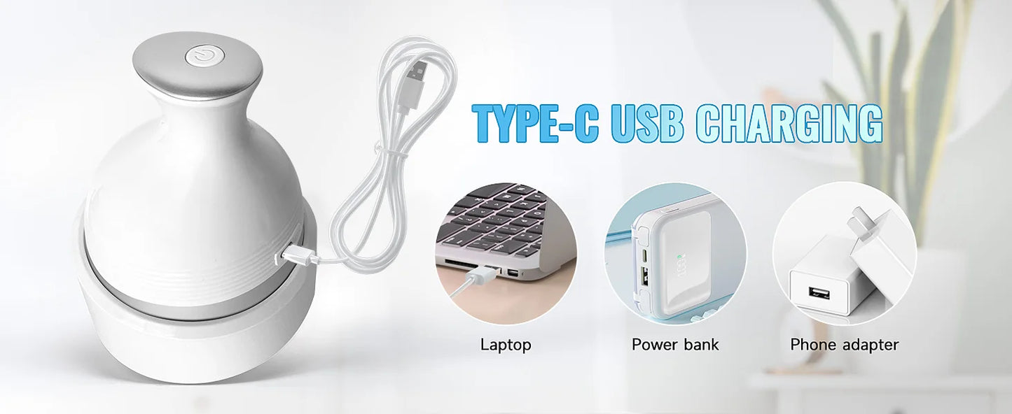 Electric Smart Head Massager Body Massage Neck Deep Tissue Kneading TYPE-C Wireless Waterproof Mini Scalp Massager  Stress Relax