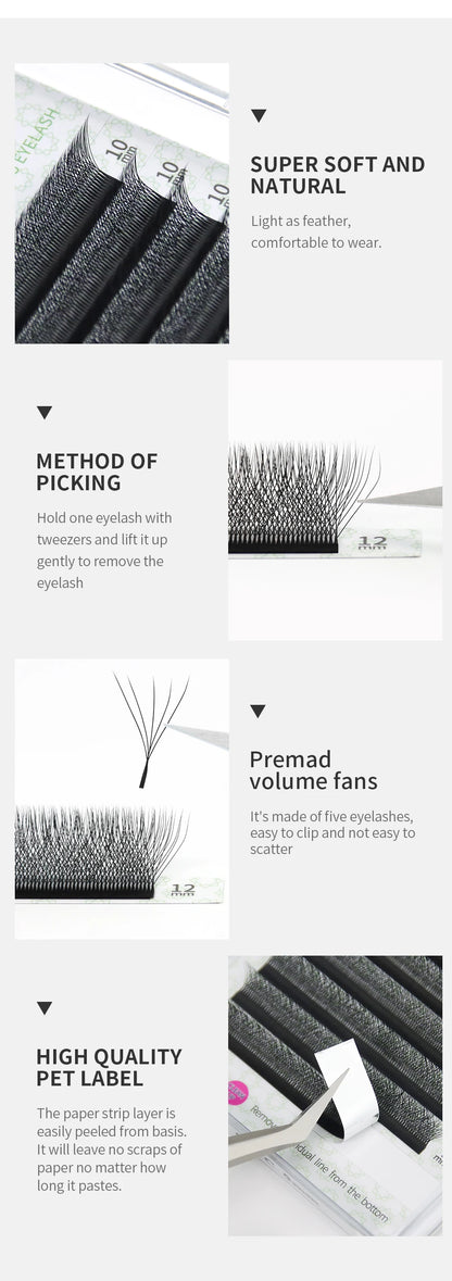 GAHAMACA 5D W Shape Lashes 3D 4D YY Eyelashes Extension Premade Volume Fans Natural Lashes Clover Professional Makeup