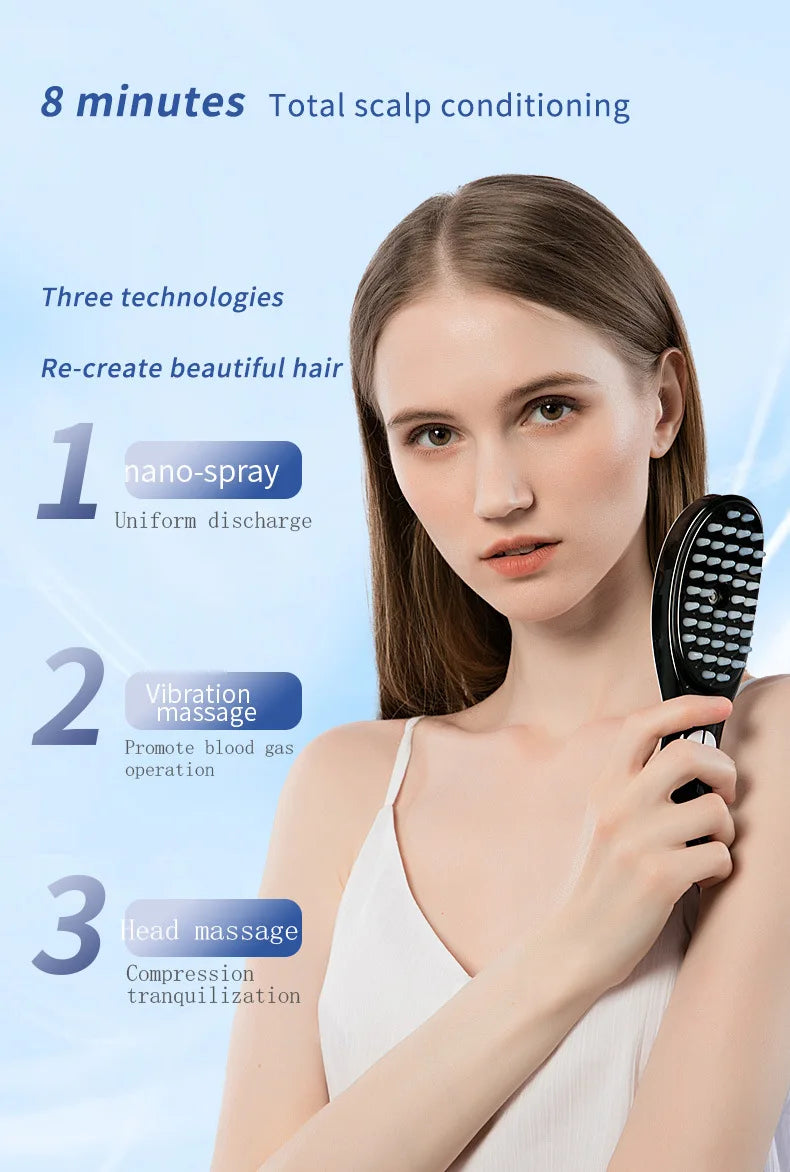 Electric Spray Massage Comb Hair Growth Vibration Head Massager Brush LED Anti Hair Loss Scalp Liquid Medicine Atomizing Comb