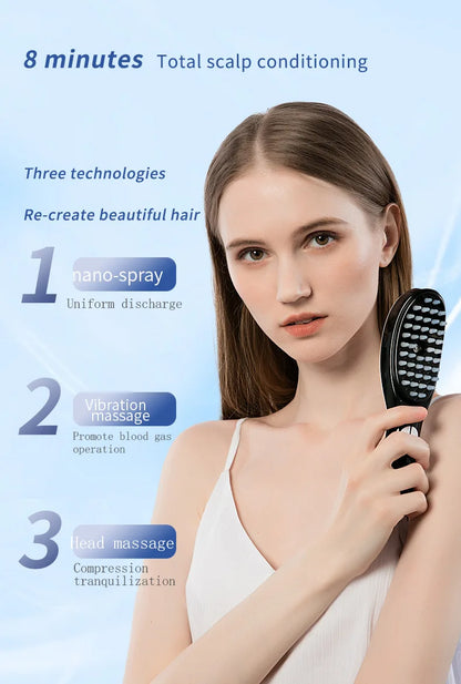 Electric Spray Massage Comb Hair Growth Vibration Head Massager Brush LED Anti Hair Loss Scalp Liquid Medicine Atomizing Comb