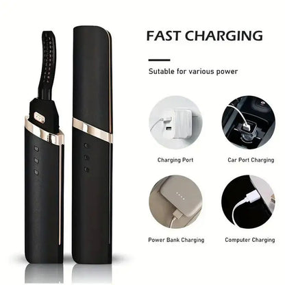 Electric Eyelash Curler USB Heated Electric Eye Lash Curlers Anti-scald Electric Eyelash Roller 10Seconds Heat Up, 3Temp Setting