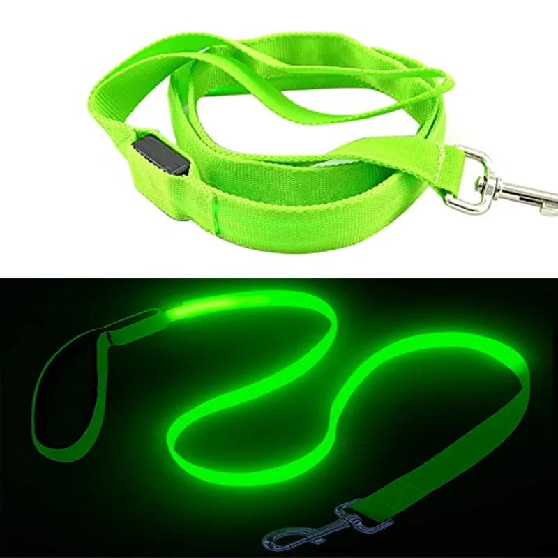 Led Pet Dog Leash Rope With Light Luminous  Lead Leash USB Charging for Dog Safety Flashing Glowing Collar Harness Accessories