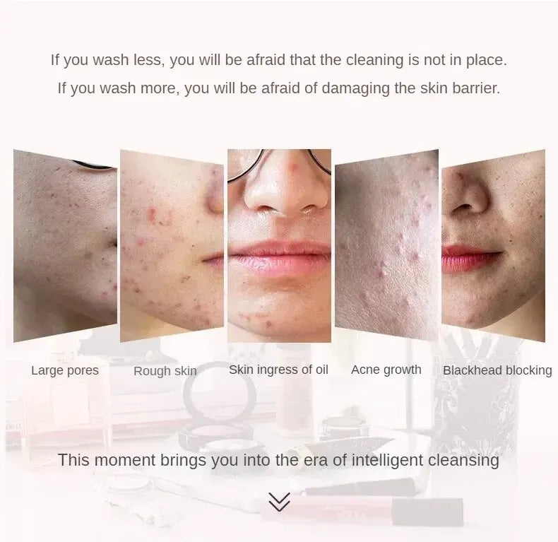 Electric Facial Cleansing Brush Deep Pore Cleaning Sonic Vibration Waterproof Acne Blackhead Remover Pore Cleaner Silicone