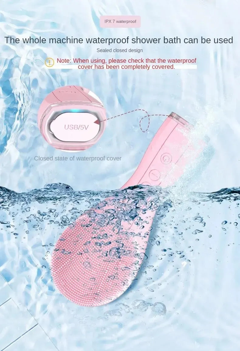 Electric Facial Cleansing Brush Deep Pore Cleaning Sonic Vibration Waterproof Acne Blackhead Remover Pore Cleaner Silicone