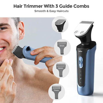 SEJOY Electric Shaver for Men,Hair Trimmer,Nose Hair Scissors,Facial Cleanser, Facial Massager Rechargeable Shaving Machine