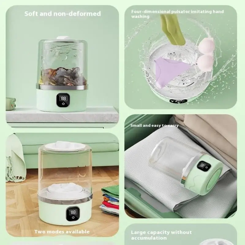 Portable Mini Washing Machine Small Laundry Washer Machine Clothes Cleaning Tool For Dormitories Travel Camping Hotel Apartment