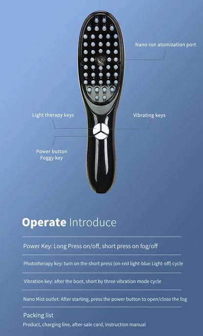 Electric Spray Massage Comb Hair Growth Vibration Head Massager Brush LED Anti Hair Loss Scalp Liquid Medicine Atomizing Comb