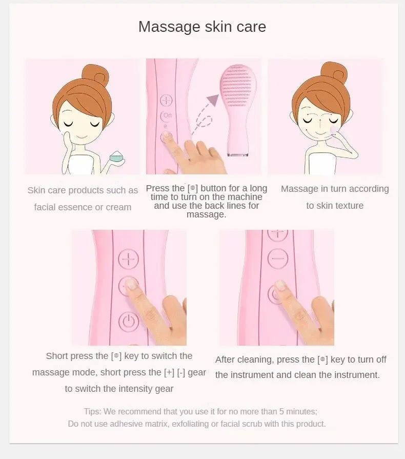 Electric Facial Cleansing Brush Deep Pore Cleaning Sonic Vibration Waterproof Acne Blackhead Remover Pore Cleaner Silicone