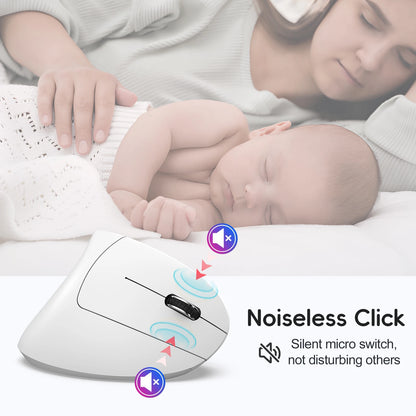 2025 New arrival HXSJ dual mode vertical mouse ergonomic ABS 600mAh rechargeable 2400DPI  Type-c interface wireless mouse for pc