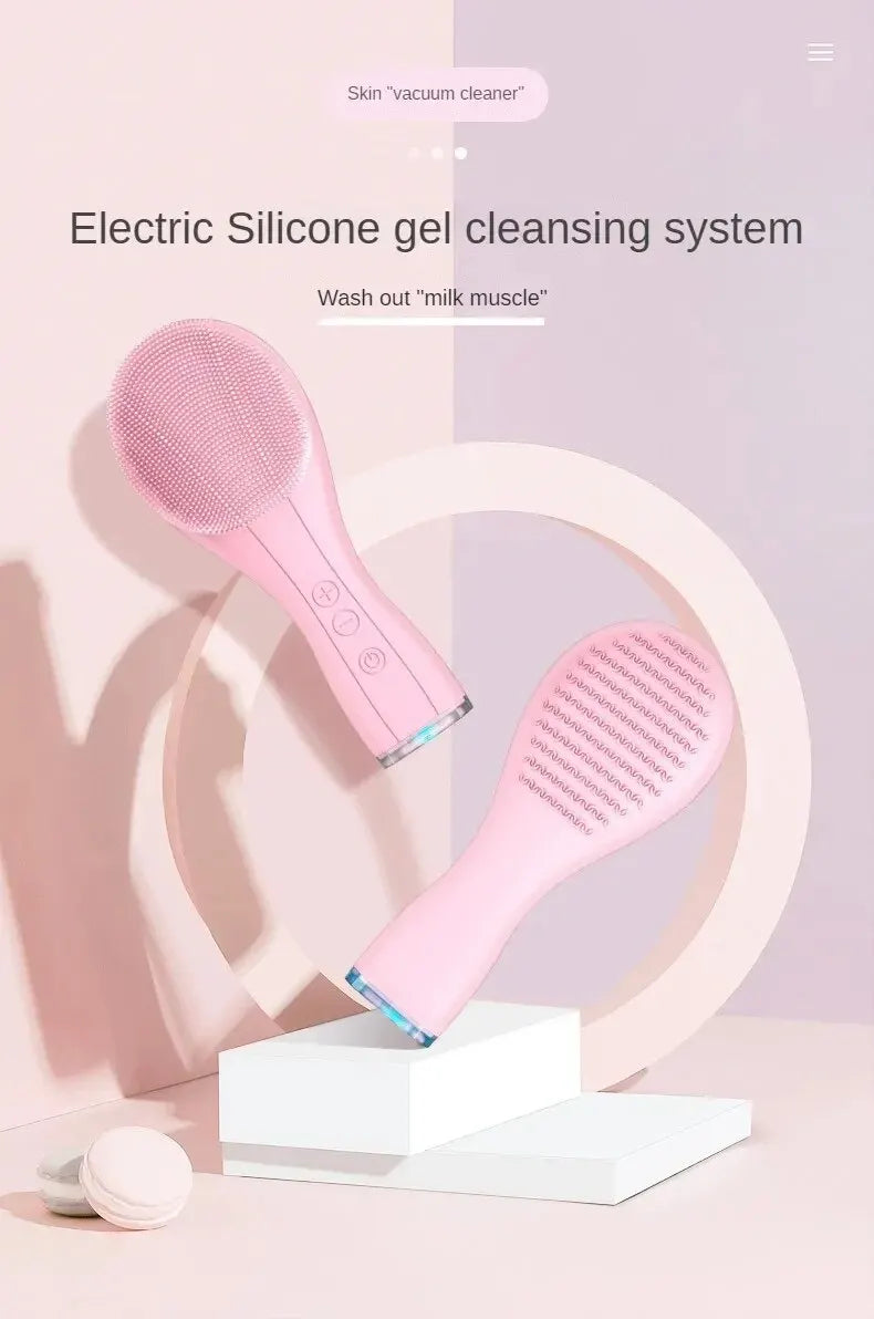 Electric Facial Cleansing Brush Deep Pore Cleaning Sonic Vibration Waterproof Acne Blackhead Remover Pore Cleaner Silicone
