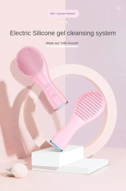 Electric Facial Cleansing Brush Deep Pore Cleaning Sonic Vibration Waterproof Acne Blackhead Remover Pore Cleaner Silicone