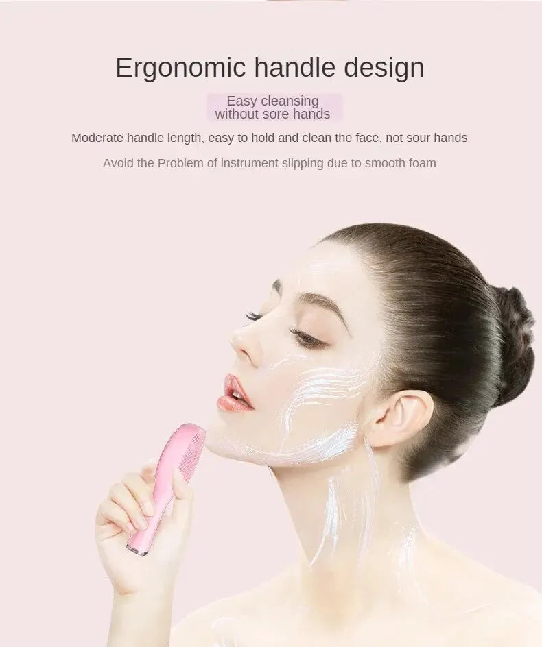 Electric Facial Cleansing Brush Deep Pore Cleaning Sonic Vibration Waterproof Acne Blackhead Remover Pore Cleaner Silicone