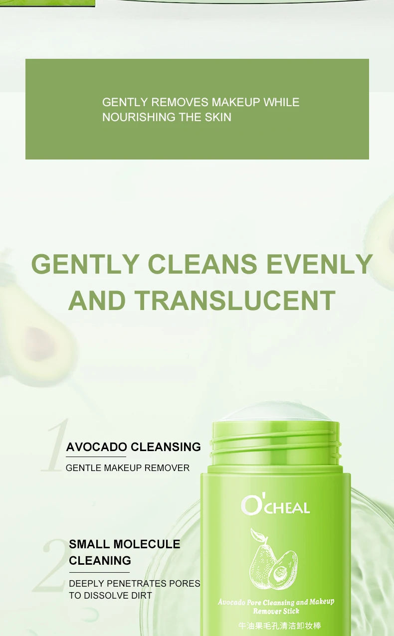 Ocheal Avocado Cleansing Makeup Remover Gel Stick Facial Eye Lip Orange Deep Cleaning Balm Cream Stick Clean Cleanser Skin Care