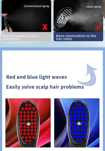 Electric Spray Massage Comb Hair Growth Vibration Head Massager Brush LED Anti Hair Loss Scalp Liquid Medicine Atomizing Comb