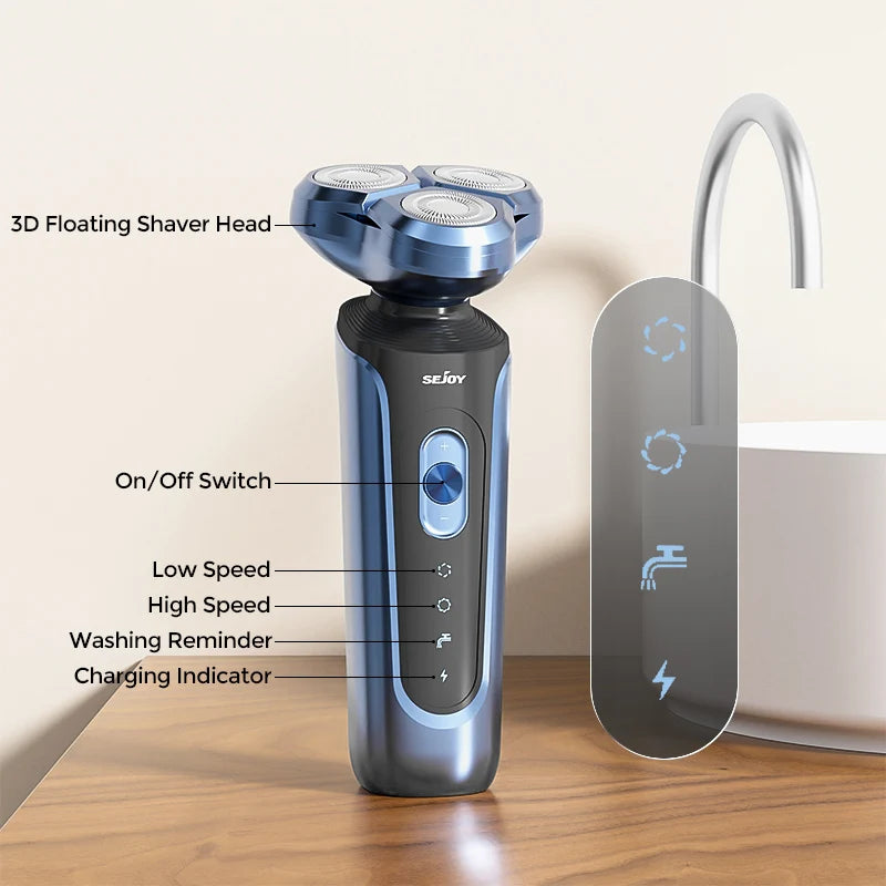 SEJOY Electric Shaver for Men,Hair Trimmer,Nose Hair Scissors,Facial Cleanser, Facial Massager Rechargeable Shaving Machine