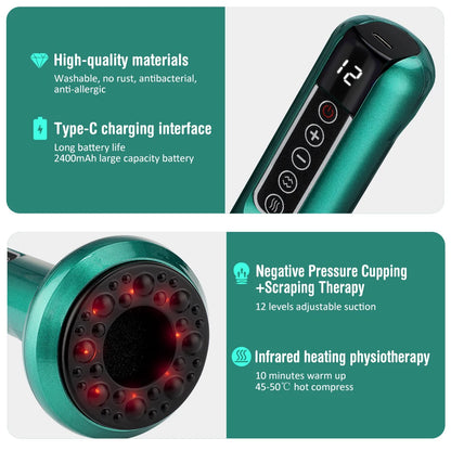 Intelligent Cupping Apparatus Rechargeable Magnetic Suction Body Massager for Cellulite Scraping and Cupping Massage Machine