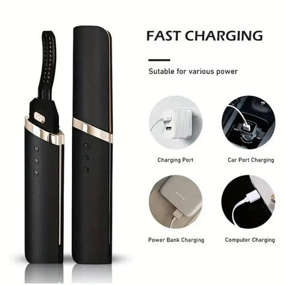 Electric Eyelash Curler USB Heated Electric Eye Lash Curlers Anti-scald Electric Eyelash Roller 10Seconds Heat Up, 3Temp Setting