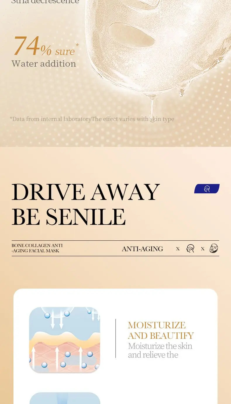 10PCS Collagen Anti Wrinkle Facial Mask Anti Aging Fade Fine Lines Firm Skin Moisturizing Brightening SkinCare Korean Cosmetics