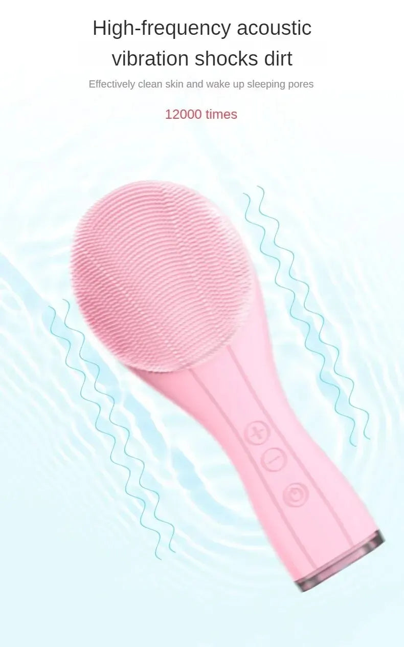 Electric Facial Cleansing Brush Deep Pore Cleaning Sonic Vibration Waterproof Acne Blackhead Remover Pore Cleaner Silicone