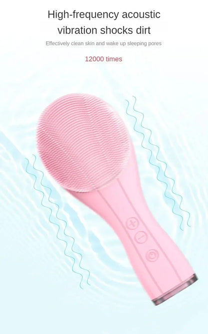 Electric Facial Cleansing Brush Deep Pore Cleaning Sonic Vibration Waterproof Acne Blackhead Remover Pore Cleaner Silicone