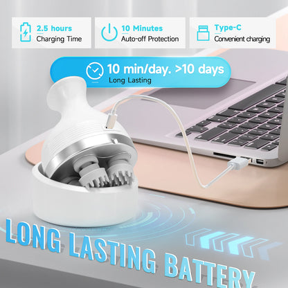 Electric Smart Head Massager Body Massage Neck Deep Tissue Kneading TYPE-C Wireless Waterproof Mini Scalp Massager  Stress Relax