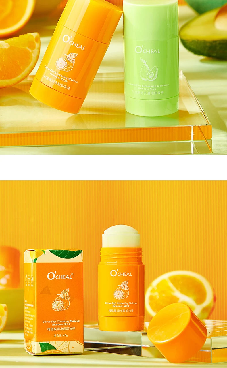Ocheal Avocado Cleansing Makeup Remover Gel Stick Facial Eye Lip Orange Deep Cleaning Balm Cream Stick Clean Cleanser Skin Care