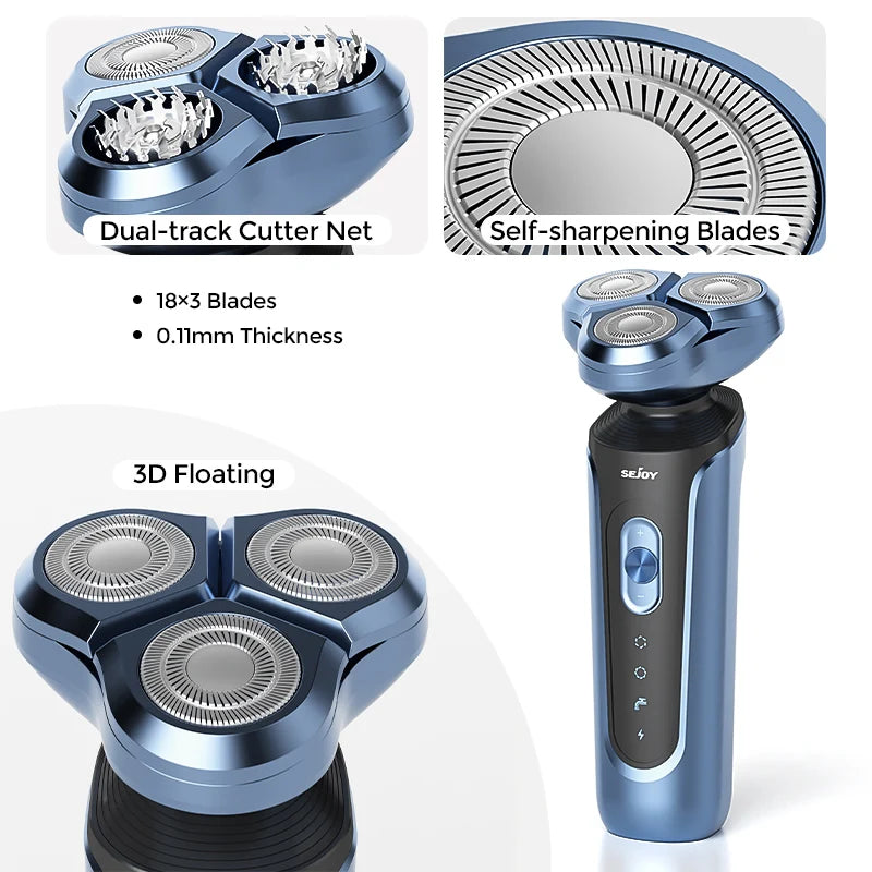 SEJOY Electric Shaver for Men,Hair Trimmer,Nose Hair Scissors,Facial Cleanser, Facial Massager Rechargeable Shaving Machine