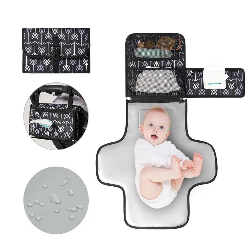 Portable Baby Changing Pad with Pockets Waterproof Travel Diaper Changing Station Kit for infant outdoor Gifts