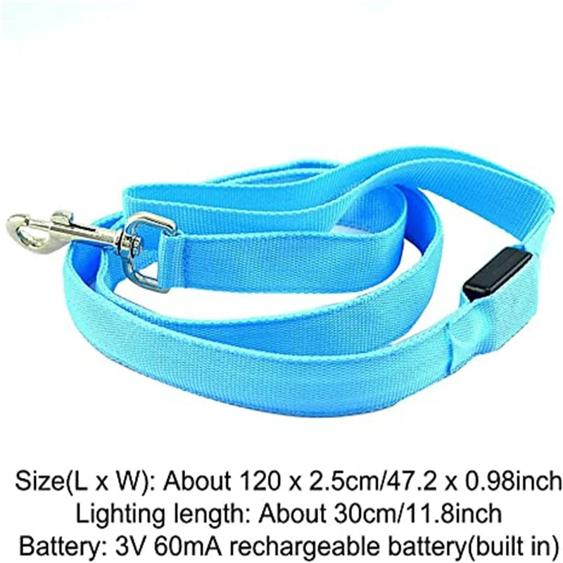 Led Pet Dog Leash Rope With Light Luminous  Lead Leash USB Charging for Dog Safety Flashing Glowing Collar Harness Accessories