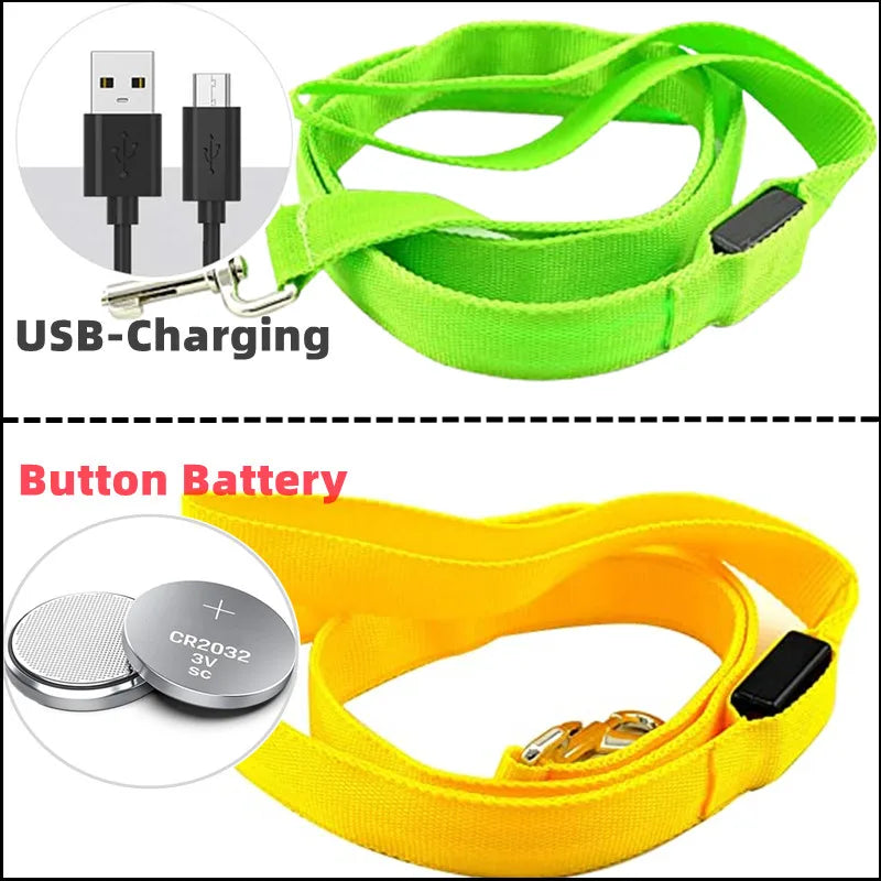Led Pet Dog Leash Rope With Light Luminous  Lead Leash USB Charging for Dog Safety Flashing Glowing Collar Harness Accessories