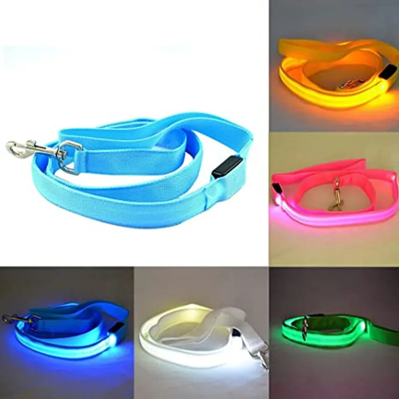 Led Pet Dog Leash Rope With Light Luminous  Lead Leash USB Charging for Dog Safety Flashing Glowing Collar Harness Accessories
