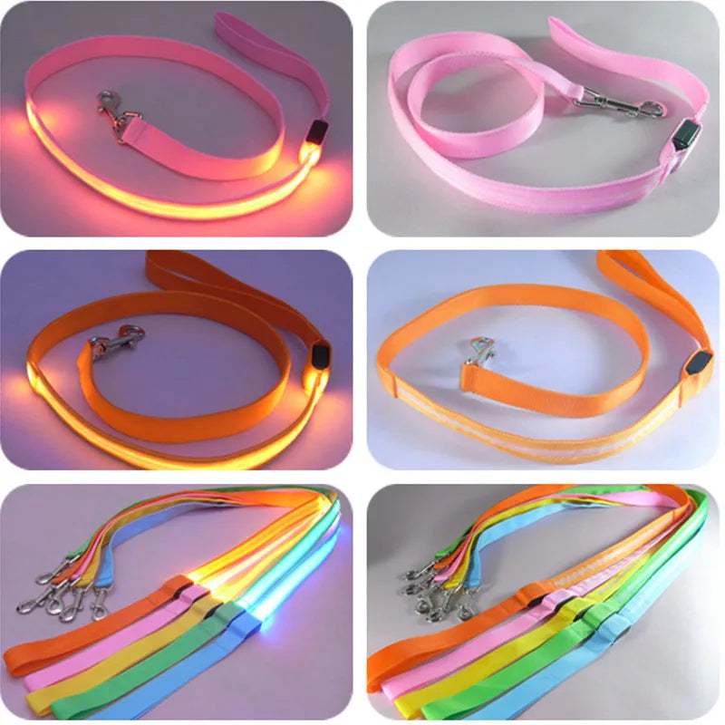 Led Pet Dog Leash Rope With Light Luminous  Lead Leash USB Charging for Dog Safety Flashing Glowing Collar Harness Accessories