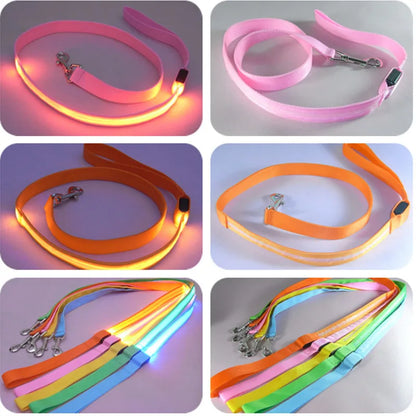 Led Pet Dog Leash Rope With Light Luminous  Lead Leash USB Charging for Dog Safety Flashing Glowing Collar Harness Accessories