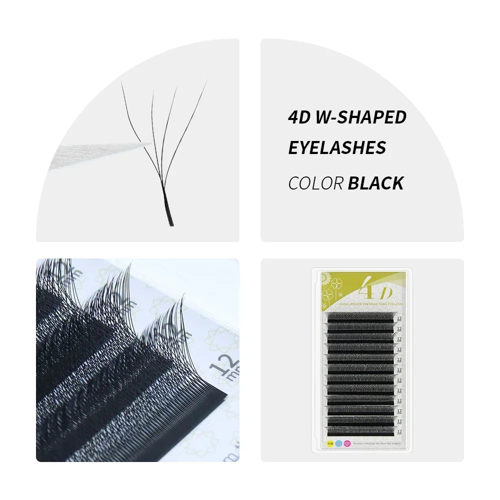 GAHAMACA 5D W Shape Lashes 3D 4D YY Eyelashes Extension Premade Volume Fans Natural Lashes Clover Professional Makeup